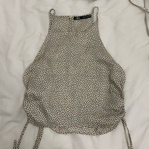 Zara Black and White Polka Dot Top